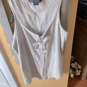 Armani exchange front tie rubbed tank top